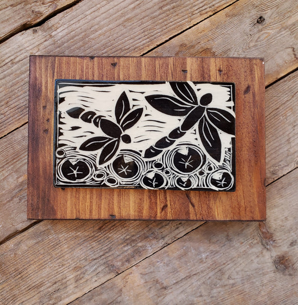 Ceramic Wall Art - Dragonflies & Lilly Pads