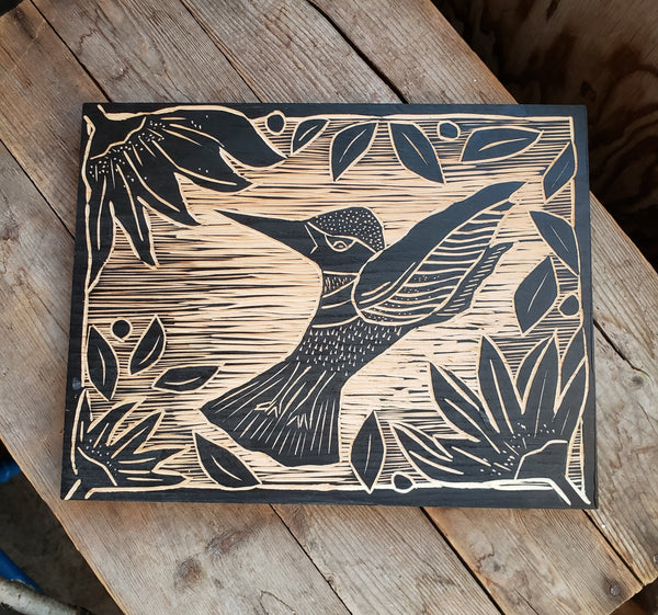 Wood Block Carving - Hummingbird