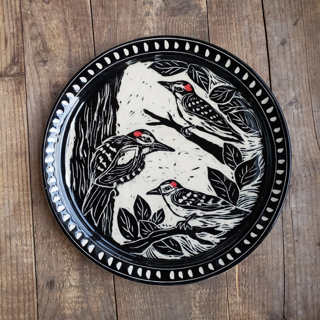 Plate, Woodland, Hairy Woodpecker