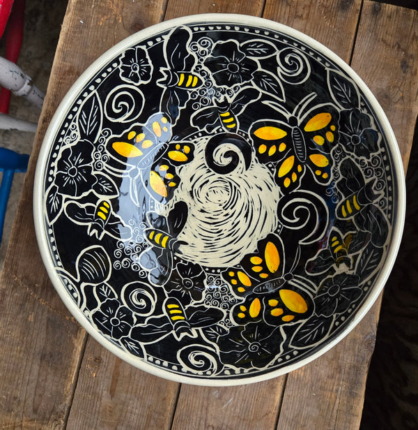 Large Serving Bowl - Butterfly and Bee