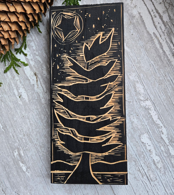 Wood Block Carving - Pinetree