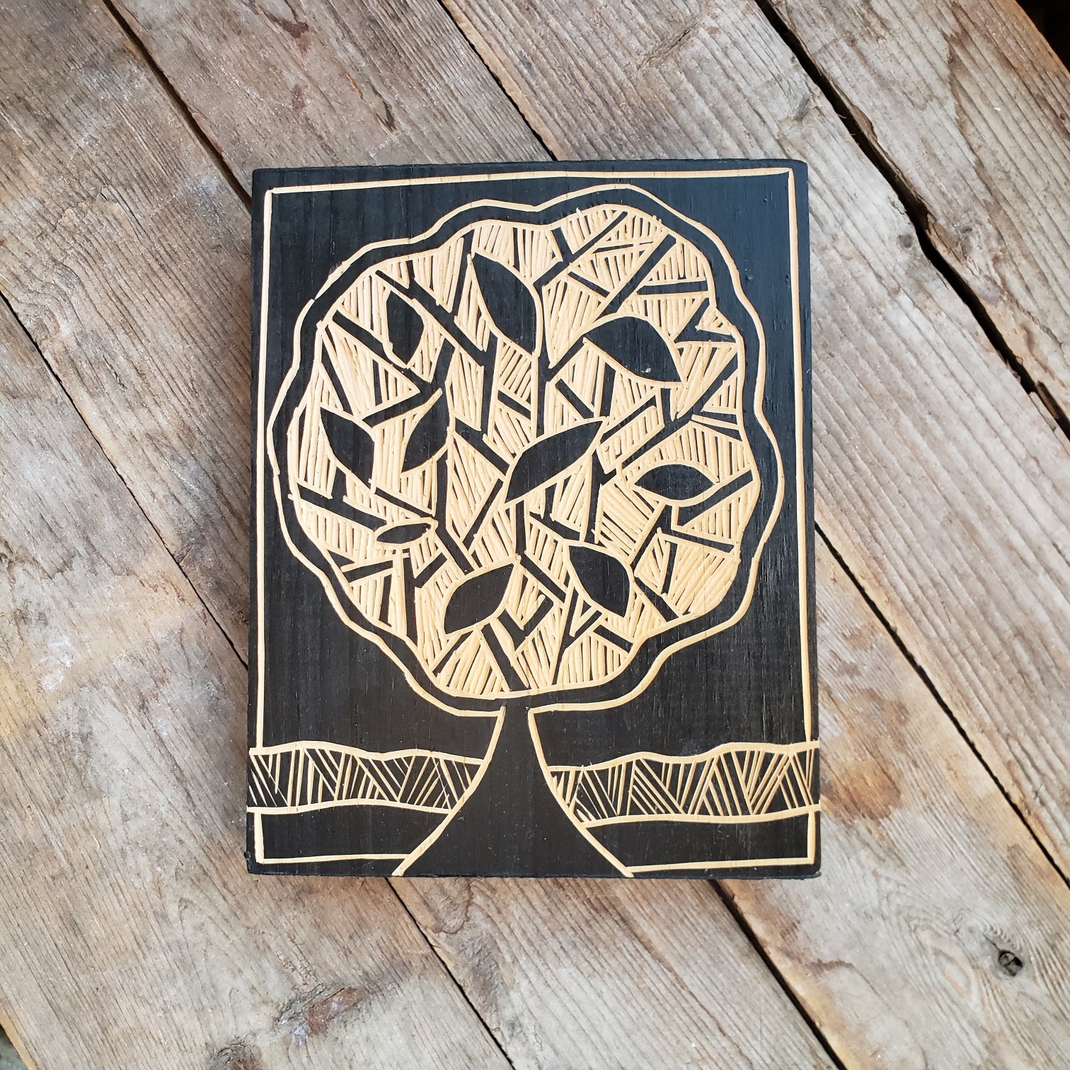 Rustic Tree Woodblock Wood Block Carving - Tree – The Potter's Studio & Gallery