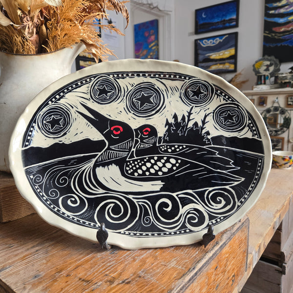 Serving Platter, Large Oval,  Loon