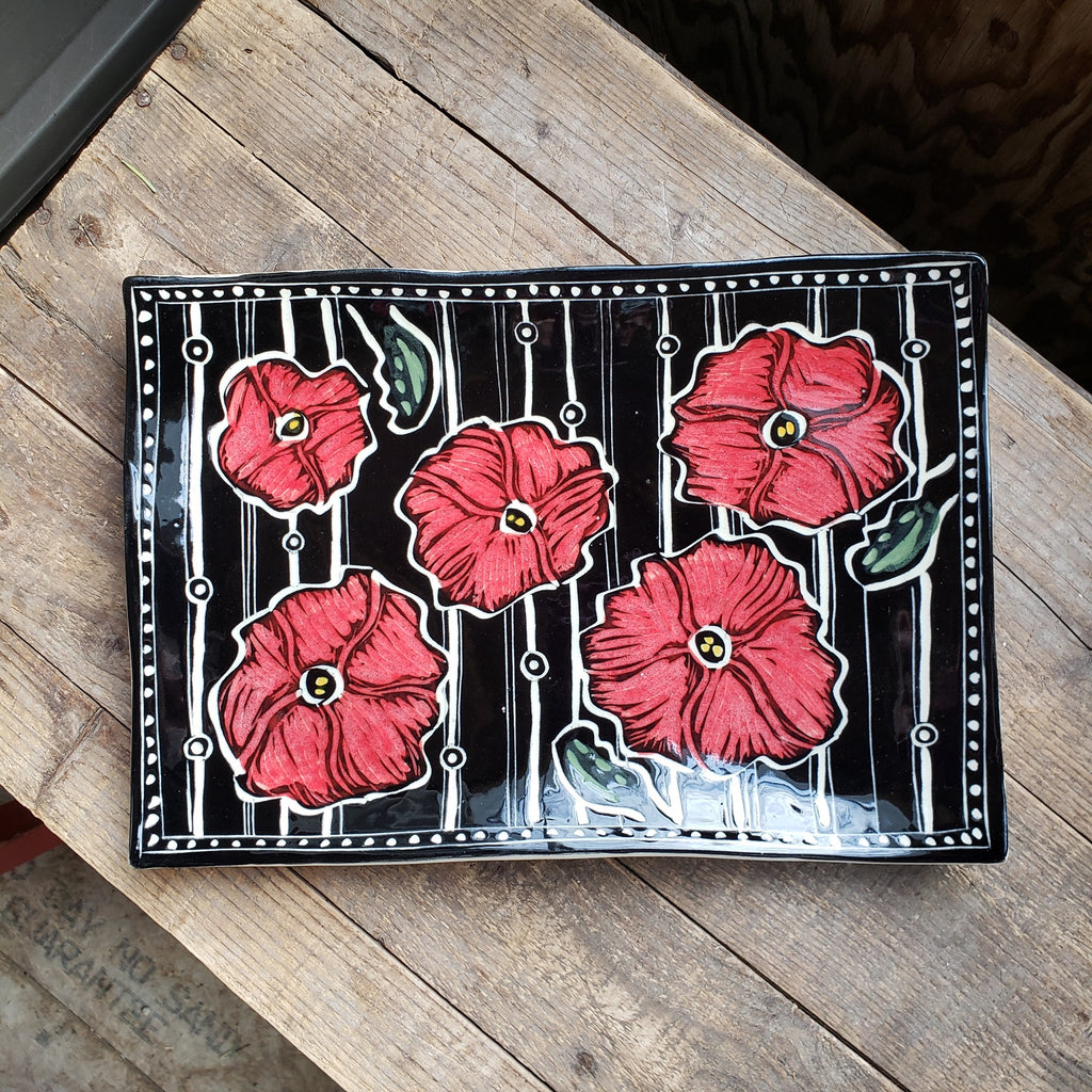 Serving Platter, Rectangular - Red Poppy