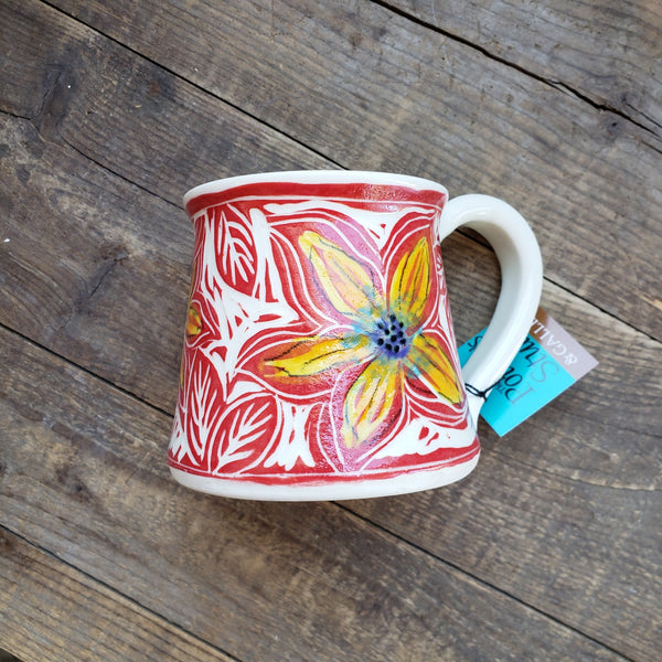 Mug, Red Floral, Shorty