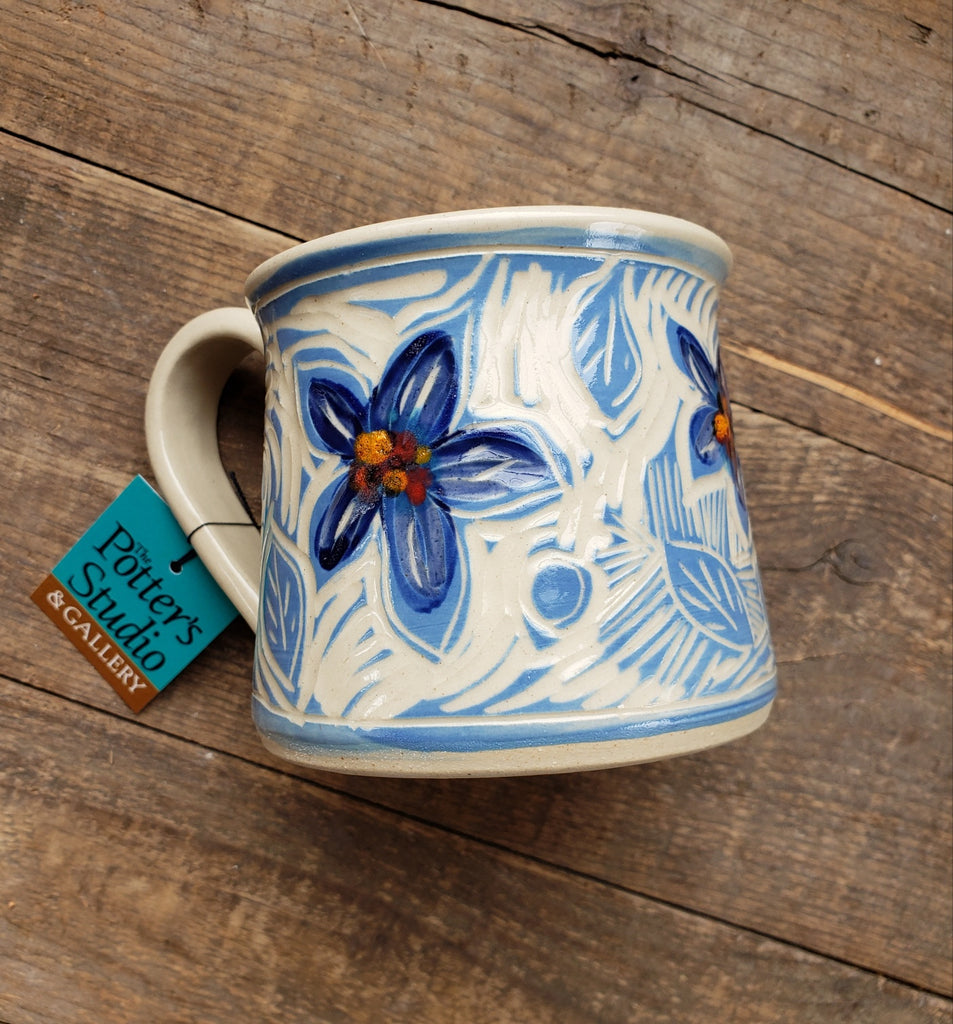 Mug Floral Design - Blue Flower Shorty