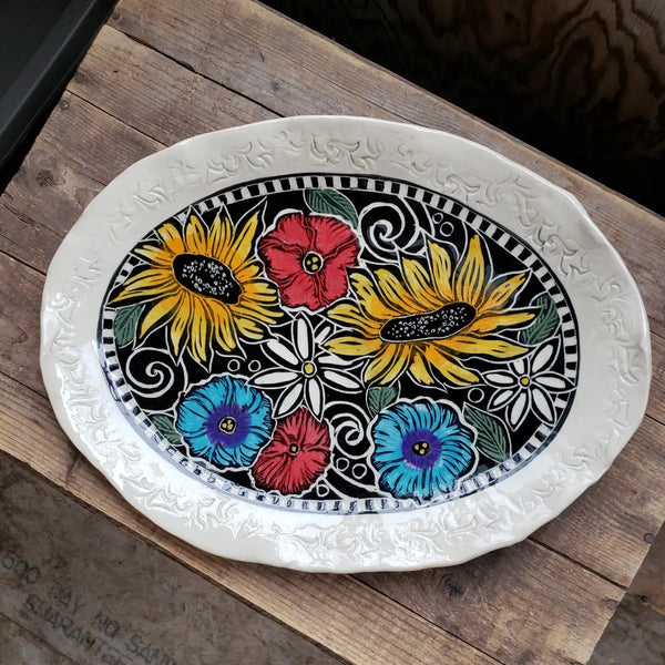 Serving Platter, Large, Oval Floral